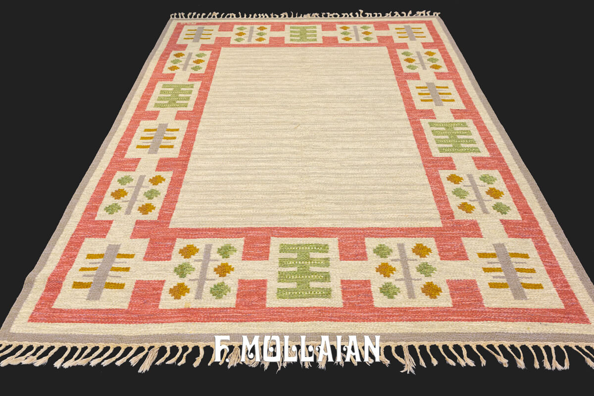 Scandinavian Rollakan Swedish Rug Beige/Pink Color n°:244398